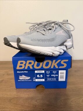 Brooks Women's Glycerin Flex Running Shoes - Light Gray and White